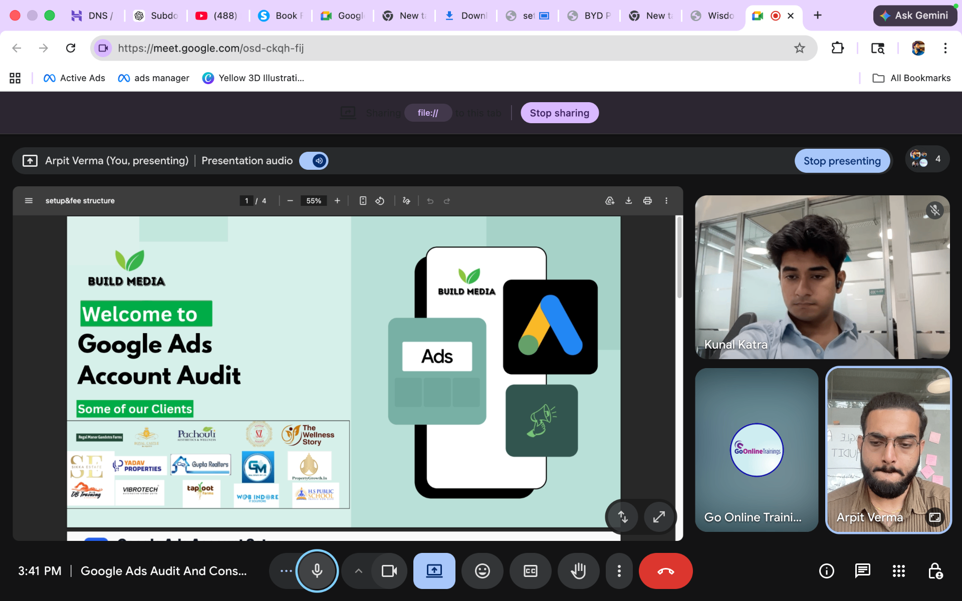 We walk you through your Google Ads Account Audit live on Google Meet.